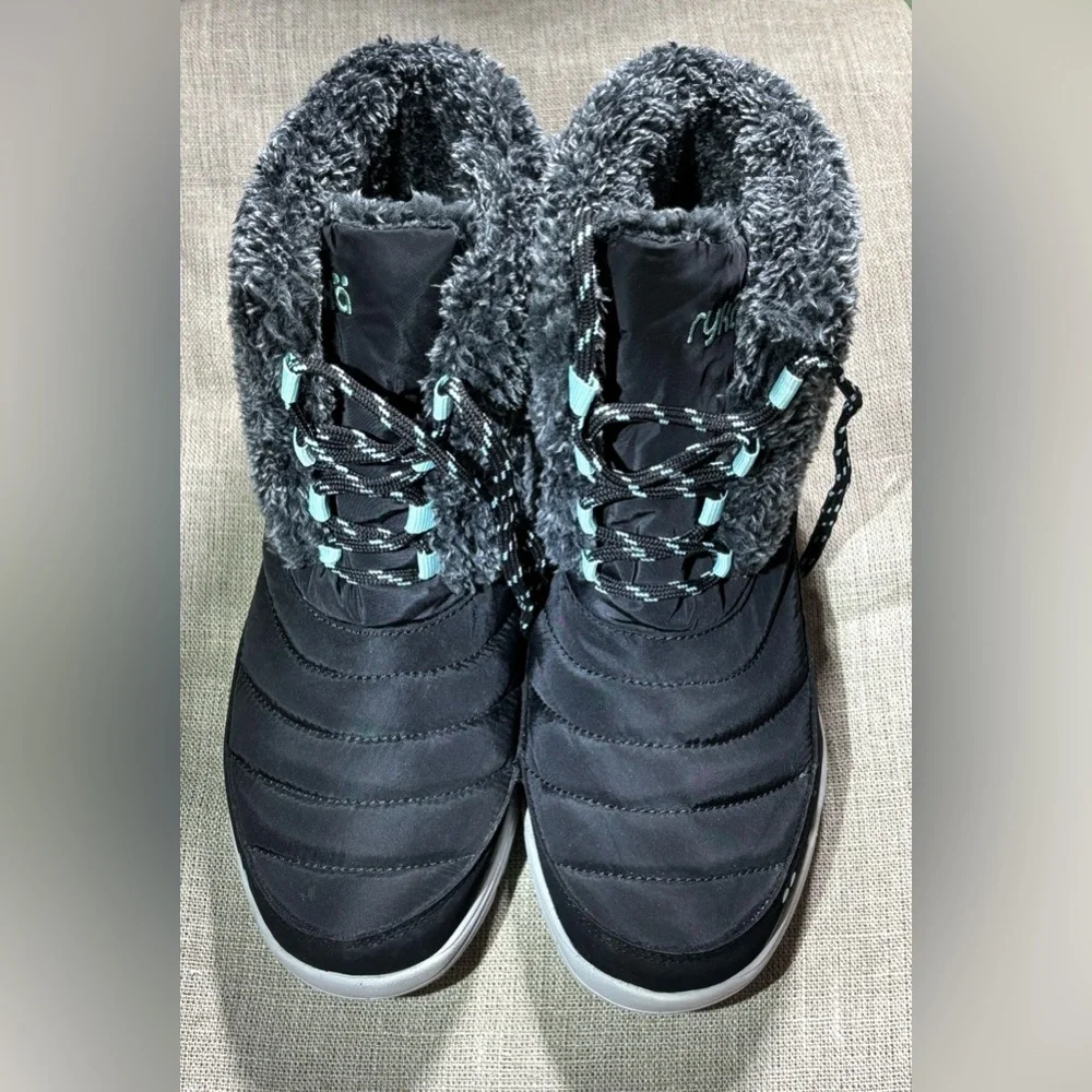 Ryka Black Winter Boots with Teal Highlights - Picture 1 of 11